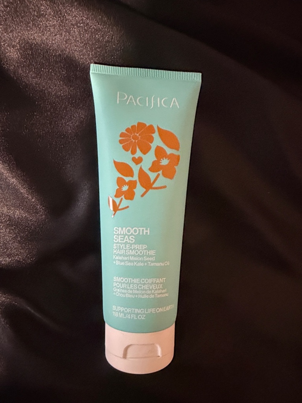 Pacifica Smooth Seas Hair Smoothie - Aqua with Orange Floral Design